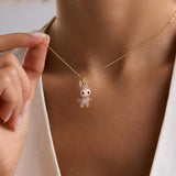 Labubu Kolye 14 Ayar Toz Pembe