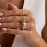 Labubu Kolye 14 Ayar Toz Pembe